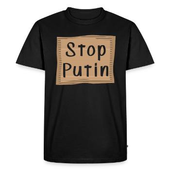 Arrêtez Poutine - T-shirt Premium bio Homme - noir - Devant - Nico (187cm)