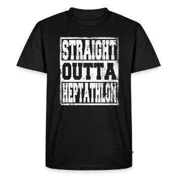 Heptathlon en disant drôle - T-shirt Premium bio Homme - noir - Devant - Nico (187cm)