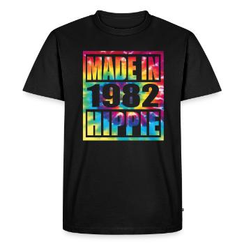 Hippie Birthday 1982 - Men's Premium Organic T-Shirt - black - Front - Nico (187cm)