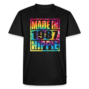 Hippie Birthday 1987 - Men's Premium Organic T-Shirt - black - Front - Nico (187cm)