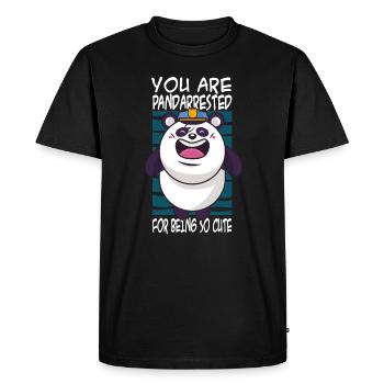 Panda saying cute - Men's Premium Organic T-Shirt - black - Front - Nico (187cm)