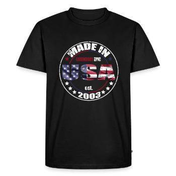 Dicton d’anniversaire né aux États-Unis en 2003 - T-shirt Premium bio Homme - noir - Devant - Nico (187cm)