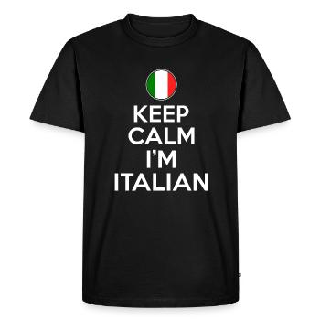 Restez calme en italien - T-shirt Premium bio Homme - noir - Devant - Nico (187cm)