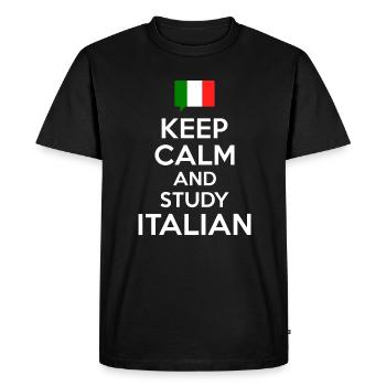 Restez calme et étudiez l’italien - T-shirt Premium bio Homme - noir - Devant - Nico (187cm)
