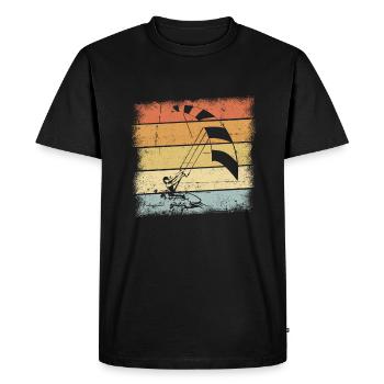 Kiteboard Sunset Retro Design - T-shirt Premium bio Homme - noir - Devant - Nico (187cm)