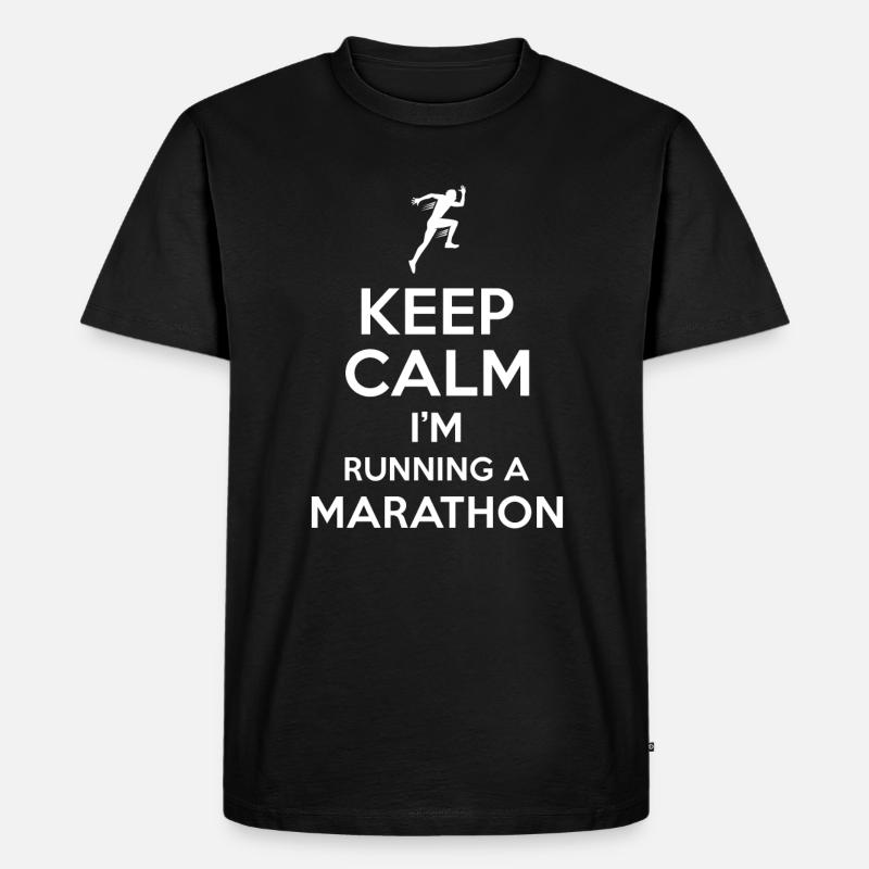 Marathon Spruch Keep Calm - Männer Premium Bio T-Shirt - Schwarz