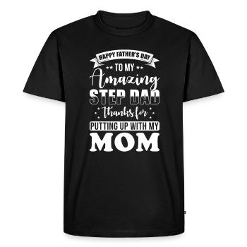 Beau-père Beau-père disant drôle - T-shirt Premium bio Homme - noir - Devant - Nico (187cm)