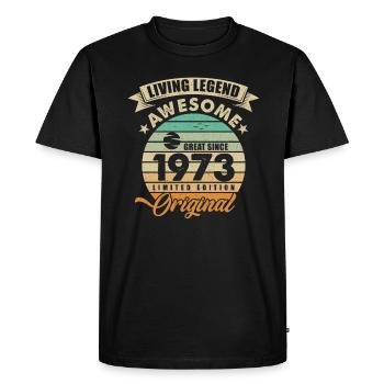 1973 Anniversaire Retro Orginal - T-shirt Premium bio Homme - noir - Devant - Nico (187cm)