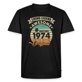 1974 Anniversaire Retro Orginal - T-shirt Premium bio Homme - noir - Devant - Nico (187cm)