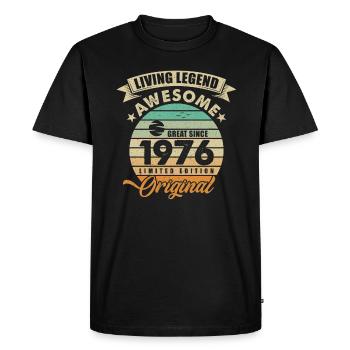 1976 Anniversaire Retro Orginal - T-shirt Premium bio Homme - noir - Devant - Nico (187cm)