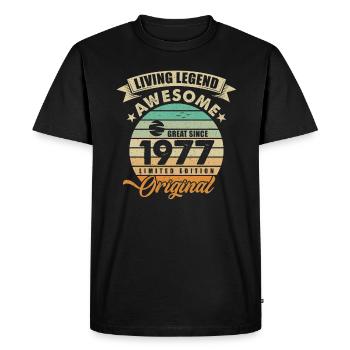 1977 Anniversaire Retro Orginal - T-shirt Premium bio Homme - noir - Devant - Nico (187cm)