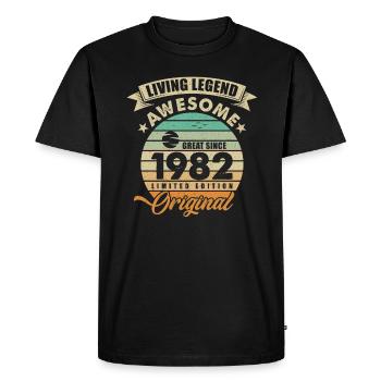 1982 Anniversaire Retro Orginal - T-shirt Premium bio Homme - noir - Devant - Nico (187cm)