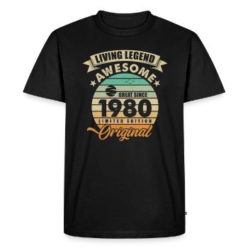 1980 Anniversaire Retro Orginal - T-shirt Premium bio Homme - noir - Devant - Nico (187cm)