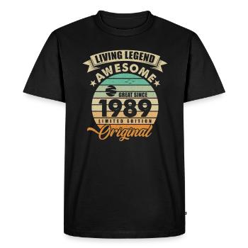 1989 Anniversaire Retro Orginal - T-shirt Premium bio Homme - noir - Devant - Nico (187cm)