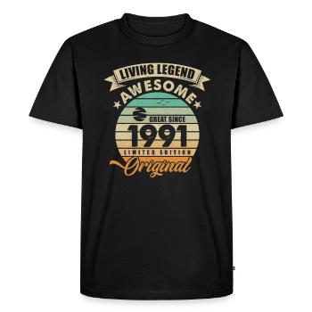 1991 Anniversaire Retro Orginal - T-shirt Premium bio Homme - noir - Devant - Nico (187cm)