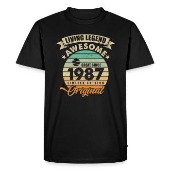 1987 Anniversaire Retro Orginal - T-shirt Premium bio Homme - noir - Devant - Nico (187cm)