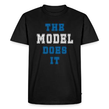 Le modèle le fait Modèle Cadeau - T-shirt Premium bio Homme - noir - Devant - Nico (187cm)