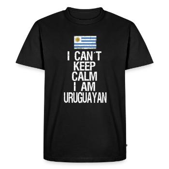 Je ne peux pas rester calme Je suis uruguayen - T-shirt Premium bio Homme - noir - Devant - Nico (187cm)