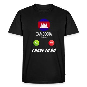 Le Cambodge appelle le slogan du drapeau Lusiger - T-shirt Premium bio Homme - noir - Devant - Nico (187cm)