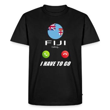 Fiji calls to Lusiger flags saying - Men's Premium Organic T-Shirt - black - Front - Nico (187cm)