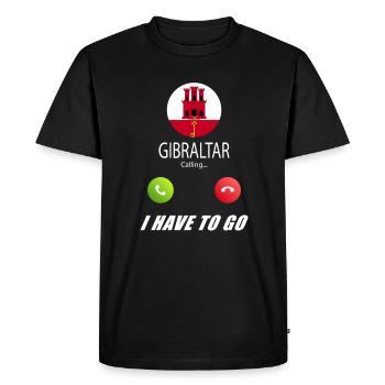 Gibraltar calls to Lusiger flags saying - Men's Premium Organic T-Shirt - black - Front - Nico (187cm)