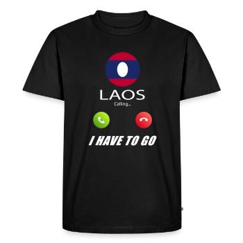 Le Laos appelle les drapeaux lusiger en disant - T-shirt Premium bio Homme - noir - Devant - Nico (187cm)