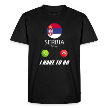 La Serbie appelle les drapeaux lusiger slogan - T-shirt Premium bio Homme - noir - Devant - Nico (187cm)