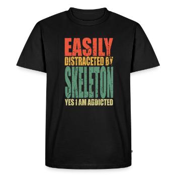 Squelette disant drôle - T-shirt Premium bio Homme - noir - Devant - Nico (187cm)