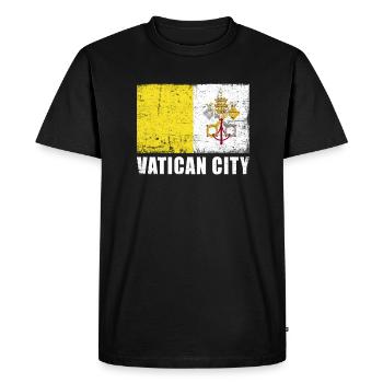 Drapeau de la Cité du Vatican Grunge Drapeau de la Cité du Vatican - T-shirt Premium bio Homme - noir - Devant - Nico (187cm)