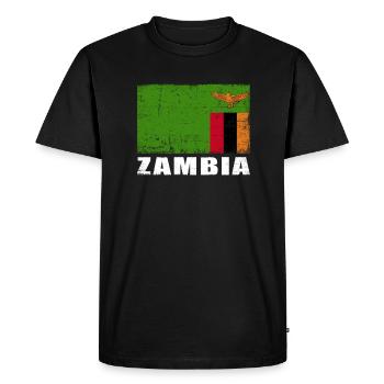Zambia Flag Grunge Zambia Flag - Men's Premium Organic T-Shirt - black - Front - Nico (187cm)