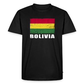 Bolivie Drapeau Grunge Bolivie Drapeau - T-shirt Premium bio Homme - noir - Devant - Nico (187cm)