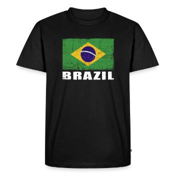 Brazil Flag Grunge Brazil Flag - Men's Premium Organic T-Shirt - black - Front - Nico (187cm)