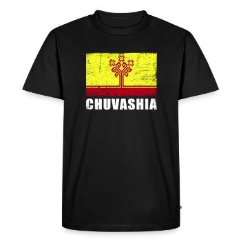 Chuvashi Drapeau Grunge Chuvashi Drapeau - T-shirt Premium bio Homme - noir - Devant - Nico (187cm)