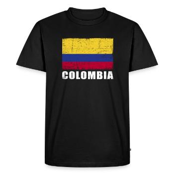 Drapeau de la Colombie Grunge Drapeau de la Colombie - T-shirt Premium bio Homme - noir - Devant - Nico (187cm)