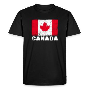 Drapeau du Canada Grunge Drapeau du Canada - T-shirt Premium bio Homme - noir - Devant - Nico (187cm)
