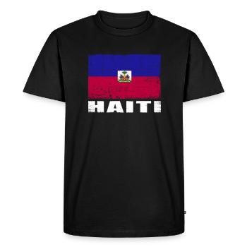 Haiti Flag Grunge Haiti Flag - Men's Premium Organic T-Shirt - black - Front - Nico (187cm)