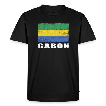 Gabon Flag Grunge Gabon Flag - Men's Premium Organic T-Shirt - black - Front - Nico (187cm)
