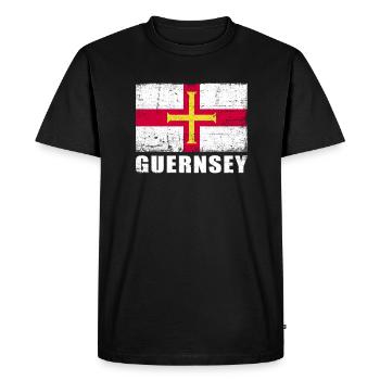 Drapeau de Guernesey Grunge Drapeau de Guernesey - T-shirt Premium bio Homme - noir - Devant - Nico (187cm)