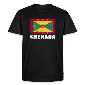 Drapeau de la Grenade Grunge Drapeau de la Grenade - T-shirt Premium bio Homme - noir - Devant - Nico (187cm)