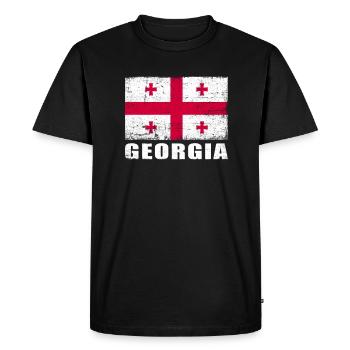 Georgia Flag Grunge Georgia Flag - Men's Premium Organic T-Shirt - black - Front - Nico (187cm)