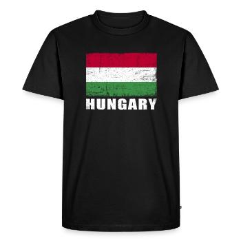 Hungary Flag Grunge Hungary Flag - Men's Premium Organic T-Shirt - black - Front - Nico (187cm)