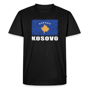 Drapeau du Kosovo Grunge Drapeau du Kosovo - T-shirt Premium bio Homme - noir - Devant - Nico (187cm)