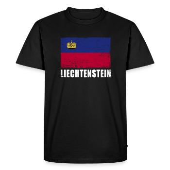 Drapeau du Liechtenstein Grunge Drapeau du Liechtenstein - T-shirt Premium bio Homme - noir - Devant - Nico (187cm)