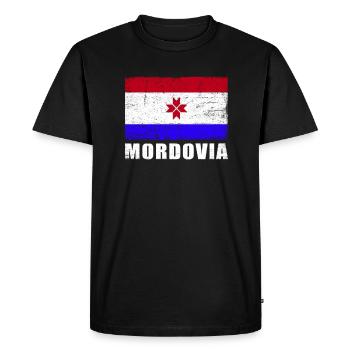 Mordovia Flag Grunge Mordovia Flag - T-shirt Premium bio Homme - noir - Devant - Nico (187cm)