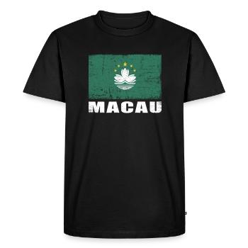 Macau Flag Grunge Macau Flag - Men's Premium Organic T-Shirt - black - Front - Nico (187cm)