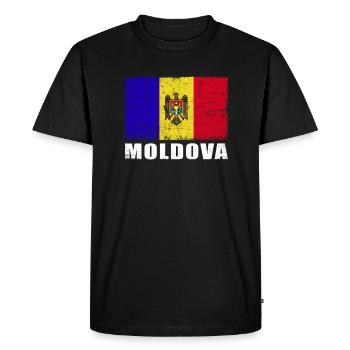 Drapeau de la Moldavie Grunge Drapeau de la Moldavie - T-shirt Premium bio Homme - noir - Devant - Nico (187cm)