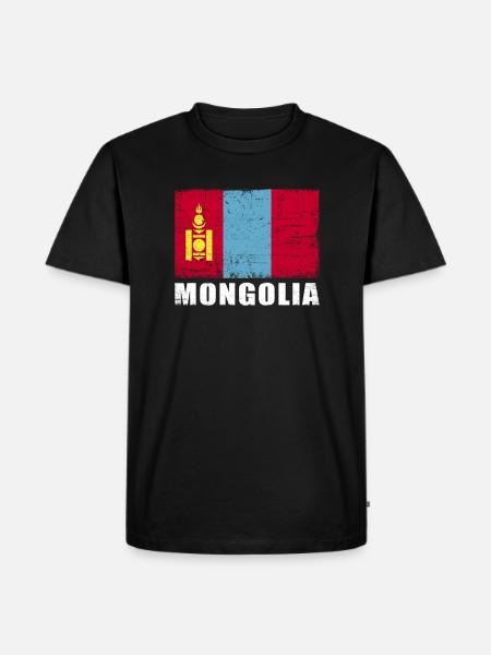 Mongolia Flag Grunge Mongolia Flag - Men's Premium Organic T-Shirt - black