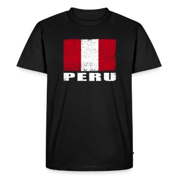 Drapeau du Pérou Grunge Drapeau du Pérou - T-shirt Premium bio Homme - noir - Devant - Nico (187cm)