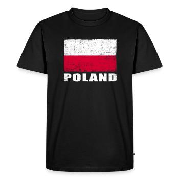 Poland Flag Grunge Poland Flag - Men's Premium Organic T-Shirt - black - Front - Nico (187cm)