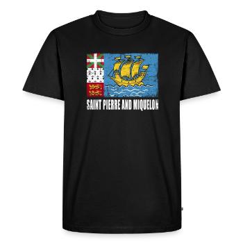 Drapeau de Saint-Pierre-et-Miquelon - T-shirt Premium bio Homme - noir - Devant - Nico (187cm)